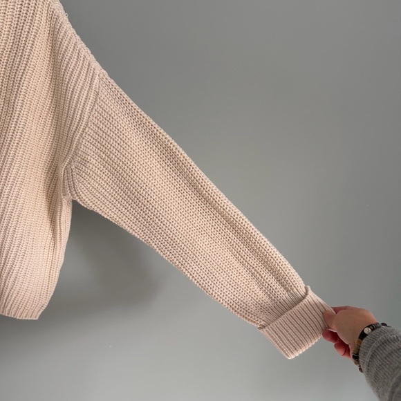 French Connection Millie Mozart 100% Cotton Boat Neck Knit Cream Sweater - Picture 4 of 16